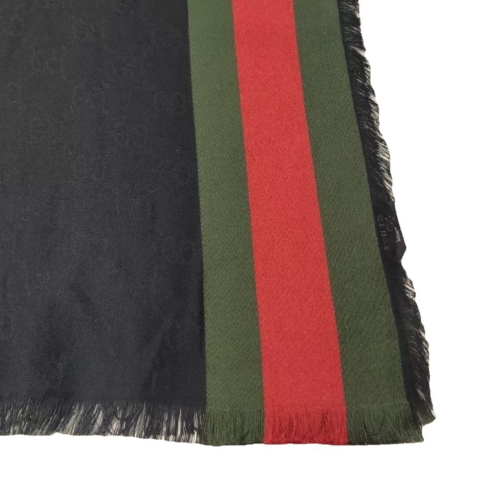 GUCCI Black Silk Cotton Sherry Line Edge Wrap Shawl Lightweight Web Trim Auth - Picture 5 of 8